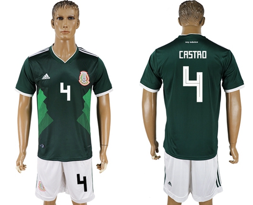 Mexico #4 Castro Green Home Soccer Country Jersey - Click Image to Close